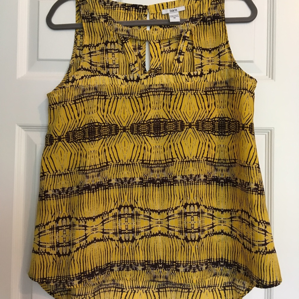 Bar III polyester blouse with cutouts in yellow